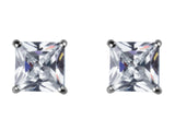 White Gold 6mm Square Stone Set Basket Studs