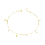 Gold Stone Set Star and Moon Chain Bracelet