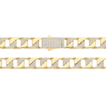 Gold Open Square Cuban Link Stone Set Chain