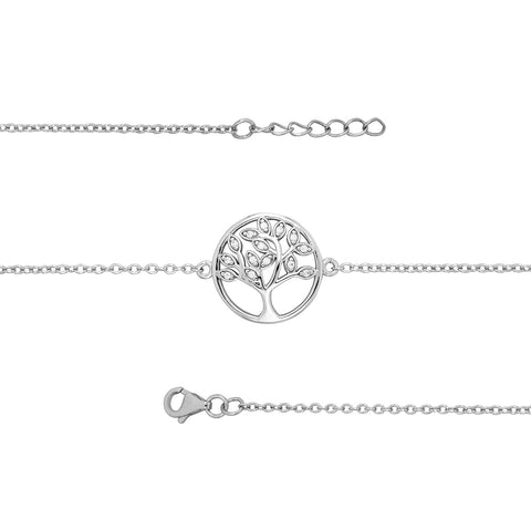 Silver Stone Set Tree of Life Bracelet