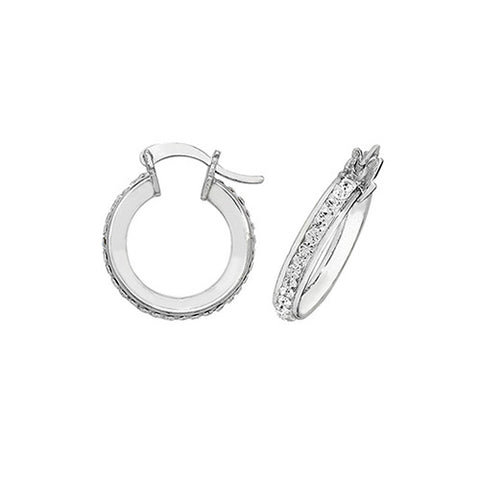 Silver Crystal Hoop Earrings