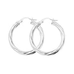 Silver Twisted Hoop Earrings