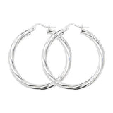 Silver Twisted Hoop Earrings