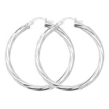 Silver Twisted Hoop Earrings