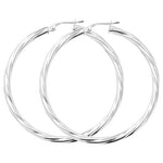 Silver Twisted Hoop Earrings