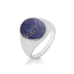 Silver Oval Cut Lapis Lazuli Signet Ring