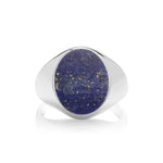 Silver Oval Cut Lapis Lazuli Signet Ring