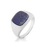 Silver Cushion Cut Lapis Lazuli Signet Ring