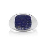 Silver Cushion Cut Lapis Lazuli Signet Ring