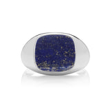 Silver Cushion Cut Lapis Lazuli Signet Ring