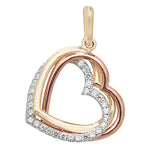 Tri Colour Gold Heart Stone Set Pendant