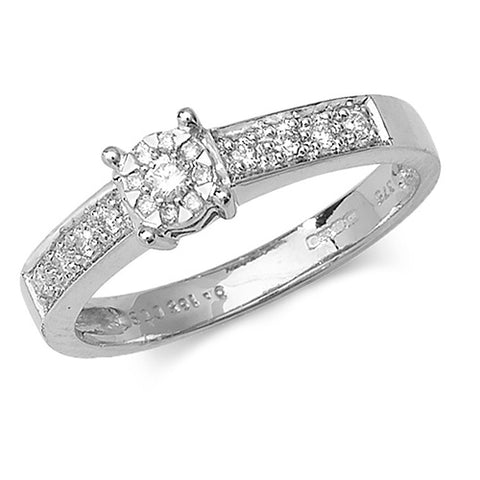 White Gold Brilliant Range Diamond Engagement Ring with Diamond set Shoulders