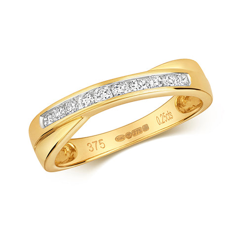 Yellow Gold Diamond Crossover Ring