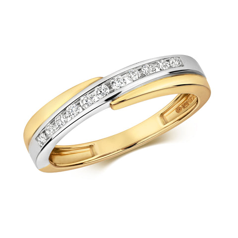 Gold Diamond Crossover Ring