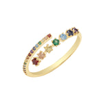 Gold Rainbow Stone Set Wrap Ring