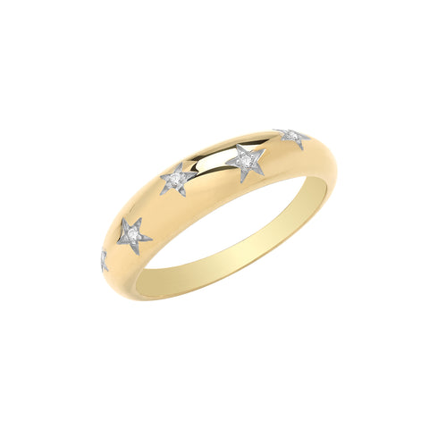 Gold Dome Star Stone Set Ring