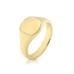 Yellow Gold Cushion Signet Ring - Heavy Weight