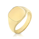 Yellow Gold Cushion Signet Ring - Medium Weight