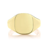 Yellow Gold Cushion Signet Ring - Medium Weight